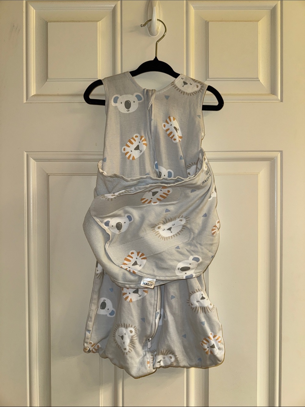 Halo Gray Animal Print Sleep Sack with Koala & Lion Motifs
